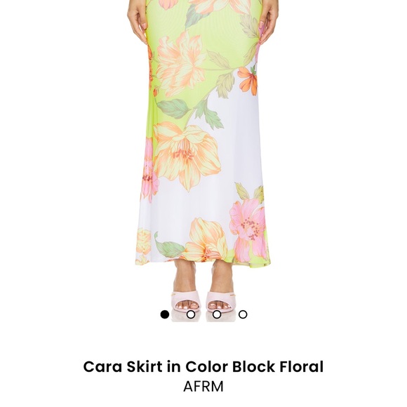 AFRM Color Block Floral Midi Skirt - Pink, Orange, Green - Picture 1 of 3